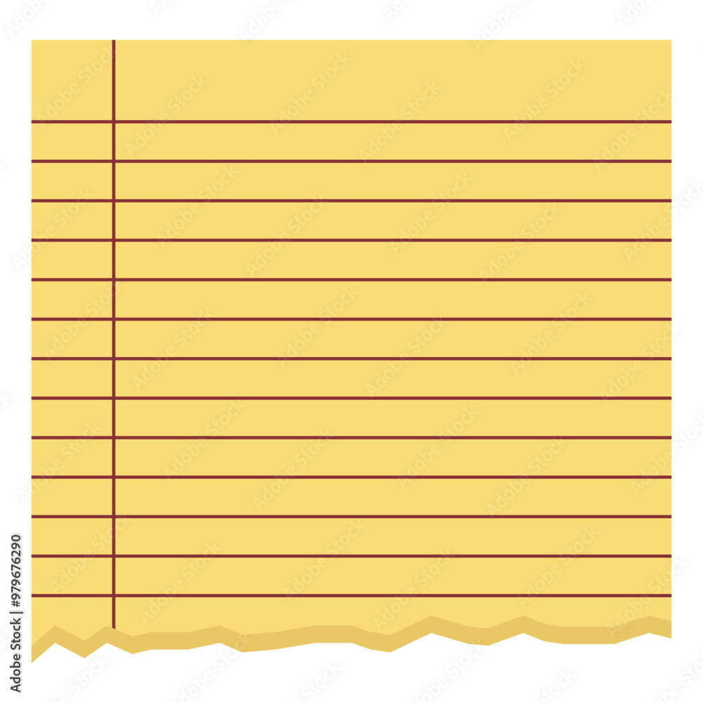 Poster ripped yellow torn blank notebook lined page sheet vector design element