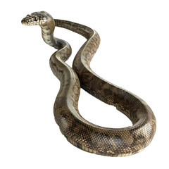 Brown snake on white background moving its body