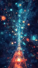 Fototapeta premium The Digital Workspace Bridge, Remote Work and Collaboration Tools