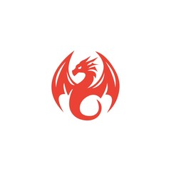 Red dragon vector logo illustration design