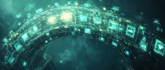 Obraz premium The Digital Workspace Bridge, Remote Work and Collaboration Tools