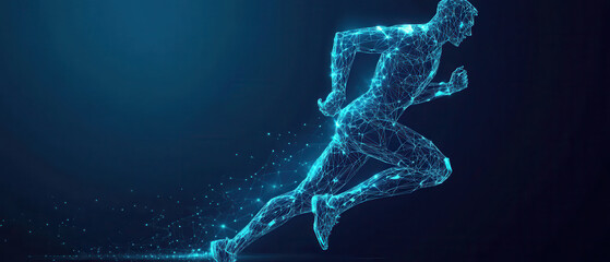 A digital representation of a runner in motion, symbolizing speed and athleticism.