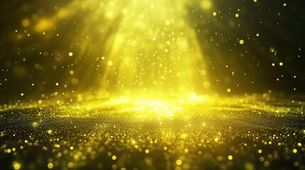Futuristic abstract background in yellow tones. Bright neon rays and glowing lines. Bokeh effect. AI generative
