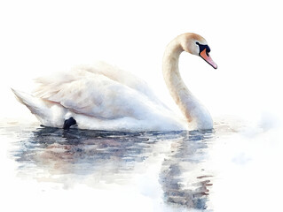 Elegant swan gracefully gliding on serene water, symbolizing beauty and tranquility in a peaceful natural setting.