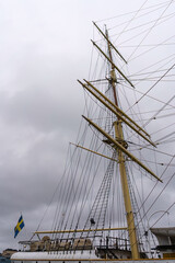 Fototapeta premium Tall ship mast and rigging in Sweden