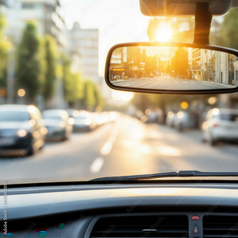 Wall mural rear view mirror isolated