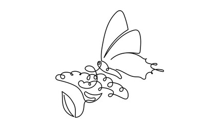 Butterfly moth. Continuous line drawing of a beautiful flying butterfly. logo, business, decorative, spa, and social media concepts.Doodle vector illustration isolated on a white background.
