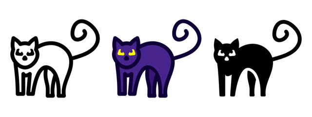 Scary kitten icon. Halloween cat symbol.