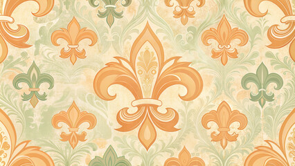 Fototapeta premium Abstract vintage wallpaper pattern fleur-de-lis, earth tone