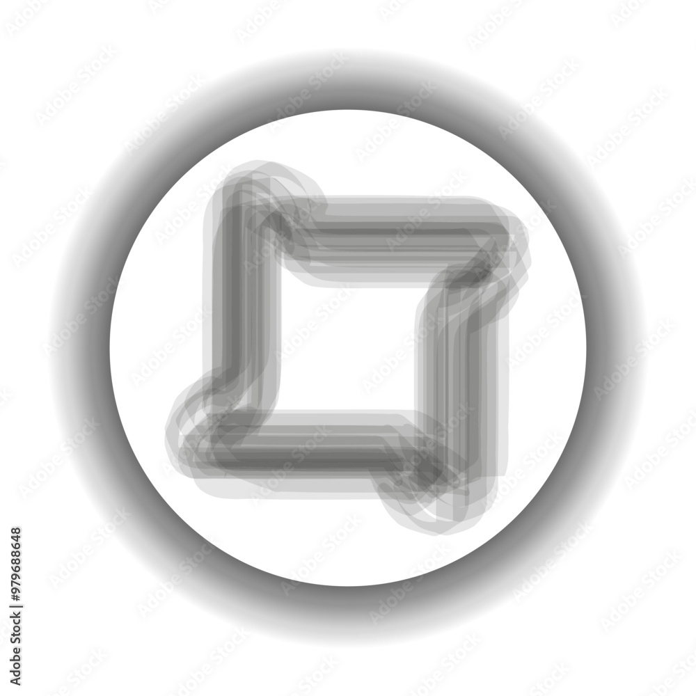 Poster abstract blurry square. gradient motion effect. circular frame design. black and white vector.