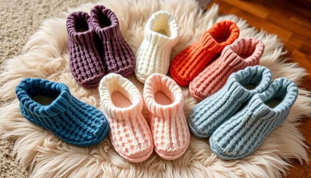 Assortiment de chaussons en laine tricot&eacute;e