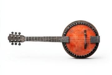 A beautifully crafted orange banjo, ideal for music lovers and cultural themes, showcasing its unique design and craftsmanship.