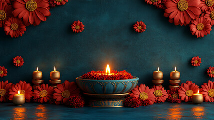 floral decorative color of a Navratri festive spirit concept