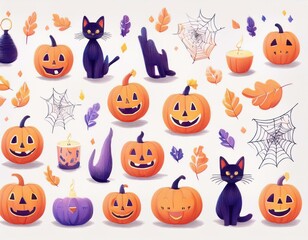 ハロウィンのイラストセット