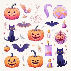 ハロウィンのイラストセット