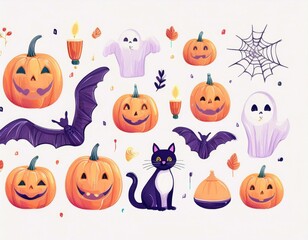 ハロウィンのイラストセット