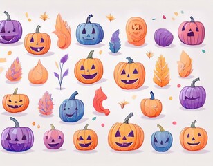 ハロウィンのイラストセット