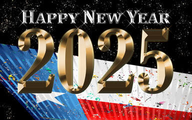Happy New Year 2025 with Texas flag - Illustration,
2025 HAPPY NEW YEAR NUMERALS