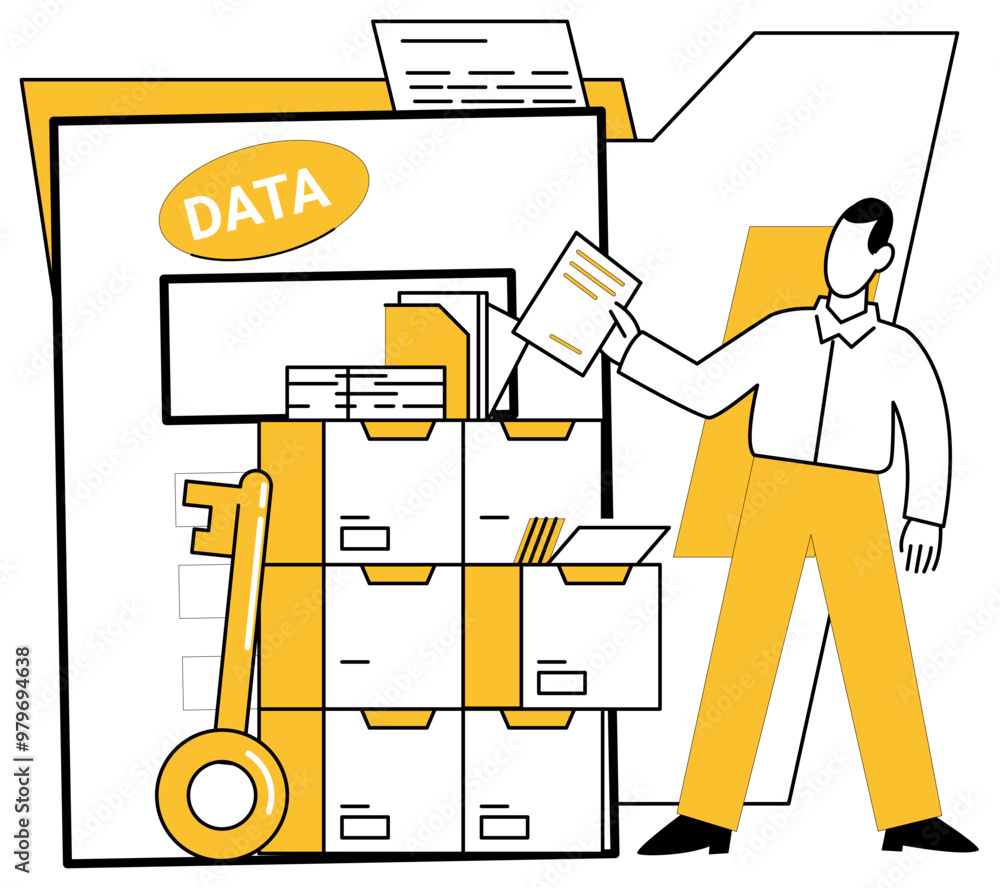 Poster data analytics vector illustration. data analytics breathes life into numbers, transforming them int