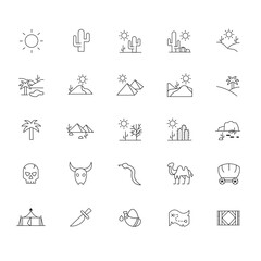 a collection of different icons including a sun, a mountain, a desert, and a cactus