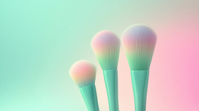 Background with three makeup brushes