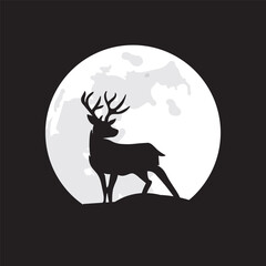 deer in the night, silhouette of a deer