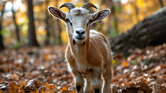 a goat in the forest footage