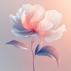 Obraz premium Delicate White Flower with Soft Pink Hues on a Pale Pink Background