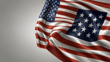 Obraz premium American Flag Waving Gracefully Against a Neutral Background During Daylight Hours