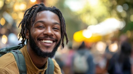 A candid shot of someone smiling during a casual outing or event.