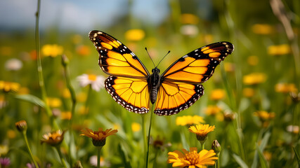 Naklejka premium Butterfly. Beautiful, bright, incredible butterfly. Nature. Background. Wallpaper.
