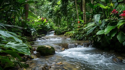 A peaceful protection with a lush jungle and a beautiful tropical stream