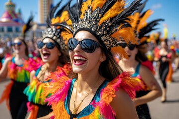 Blackpool's lively carnival atmosphere during the summer months, with street entertainers and performers