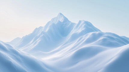 Ethereal High-Altitude Mountain Range with Smooth Alabaster Peaks Reflecting Pale Blue Sky