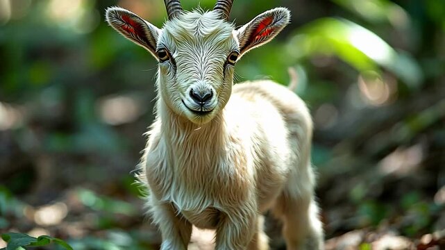 a goat in the forest footage
