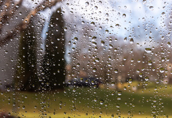 rain drops through a window