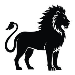 black lion silhouette style with white background
