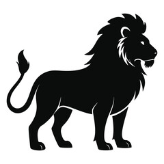 black lion silhouette style with white background