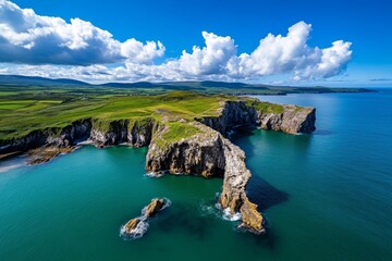 British Isles coastline at Achill Island, where rugged cliffs rise from the Atlantic on Irelandâ€™s Wild Atlantic Way