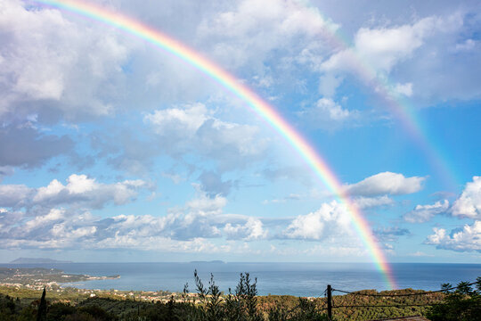 A Rainbow Over Corfu Island Greece.
