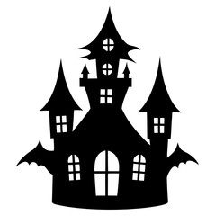 Halloween haunted house silhouette illustration on white background