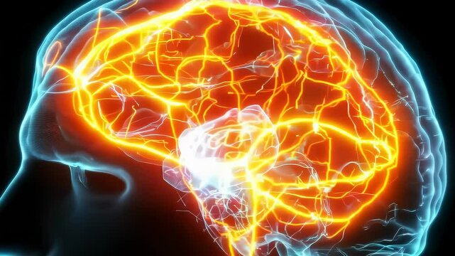 CT scan of brain during cognitive activity, prefrontal cortex, lighting up
