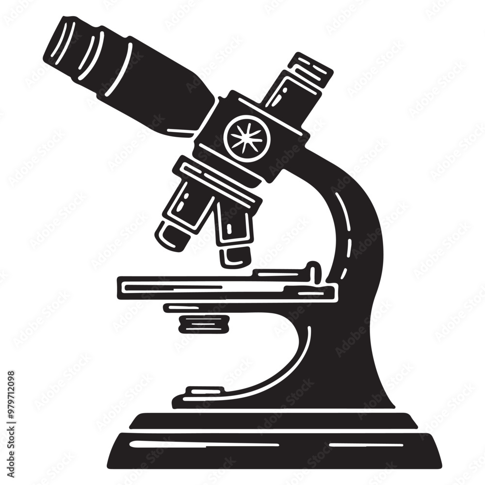 Wall mural microscope icon vector design, simple microscope flat icon on isolated white background