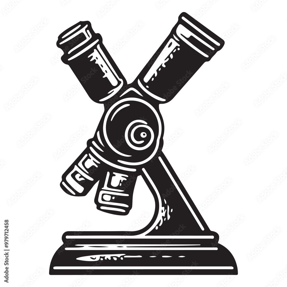 Wall mural microscope icon vector design, simple microscope flat icon on isolated white background