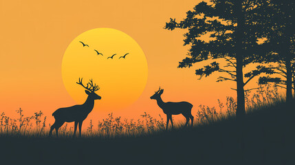 Deer silhouette. Silhouette. Illustration