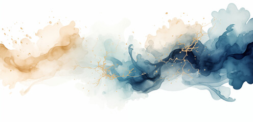 A watercolor painting, complete with stunning golden splashes that add an extra touch of elegance and richness to the overall masterpiece of artwork