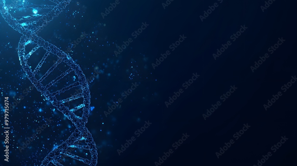 Poster abstract representation of a dna double helix on a blue background