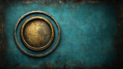   A photo depicts a circular metallic item resting on a blue background with an eroded metal band situated below it
