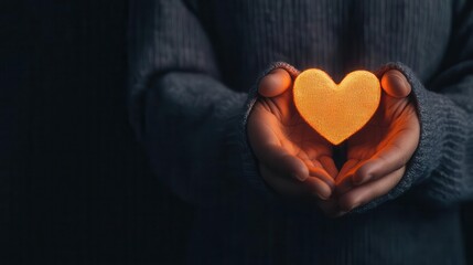 Obraz premium A pair of hands gently cupping a glowing heart, symbolizing grace and love received through prayer
