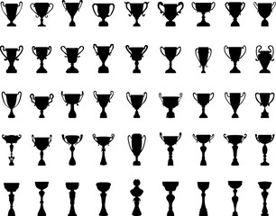 Black silhouettes of different trophies